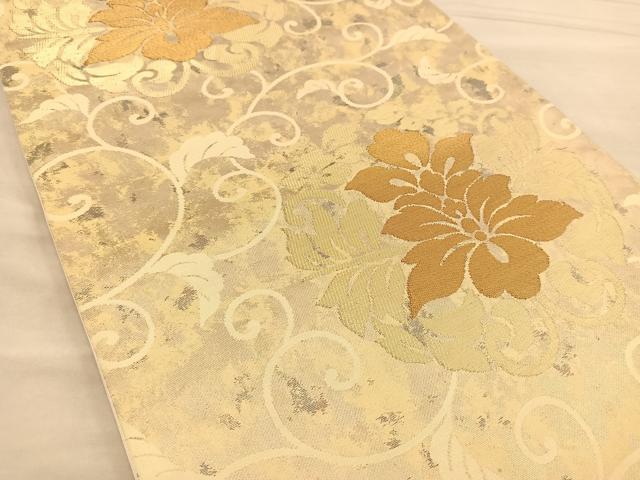 平和屋着物◎六通柄袋帯 花唐草 金糸 引箔 正絹 逸品 BAAT1491gt
