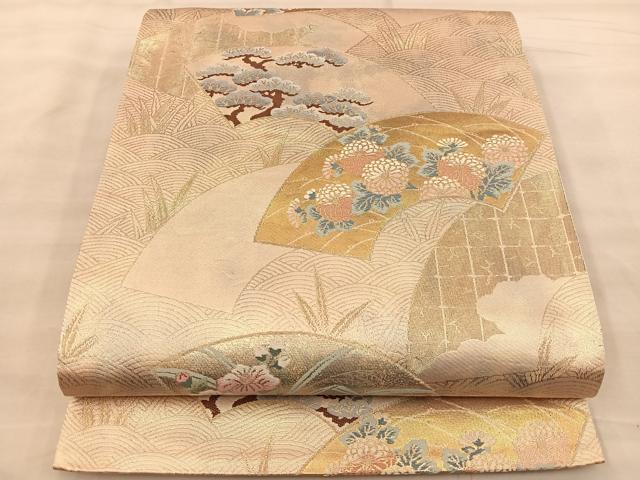 平和屋着物◎六通柄袋帯 地紙花文 金糸 引箔 正絹 逸品 BAAT1495gt