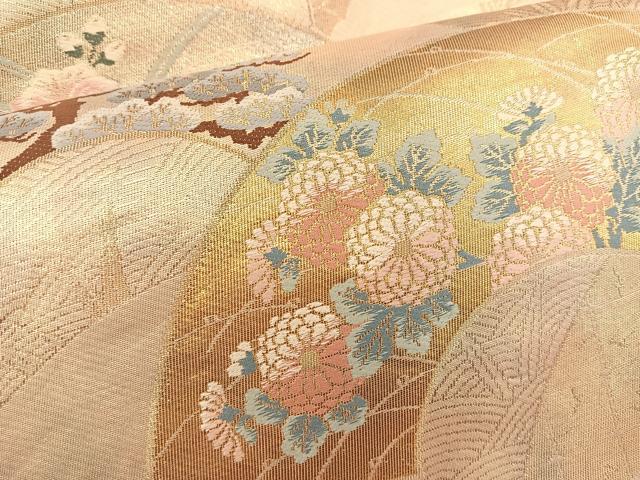 平和屋着物◎六通柄袋帯 地紙花文 金糸 引箔 正絹 逸品 BAAT1495gt