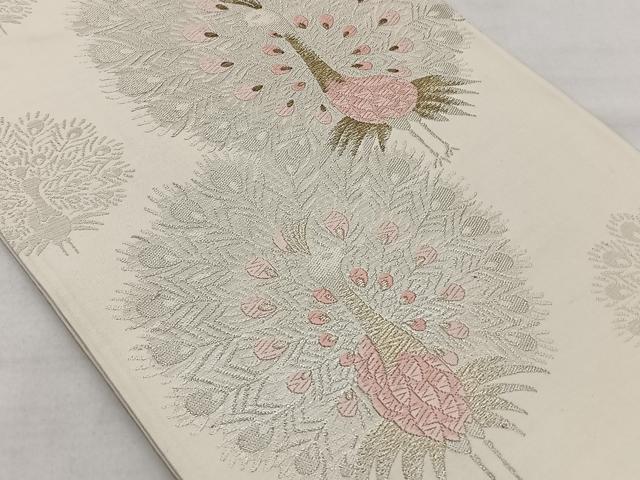 平和屋着物◎六通柄袋帯 唐織 孔雀文 金銀糸 正絹 逸品 BAAT1611xk