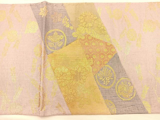 平和屋着物◎六通柄袋帯 吉祥文 金糸 正絹 逸品 BAAT1806if