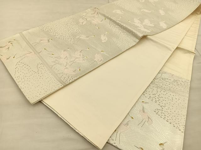 平和屋着物◎六通柄 京袋帯 唐織 群鶴 金銀糸 正絹 逸品 BAAT1840if