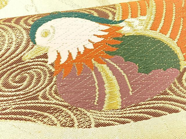 平和屋着物◎西陣 六通柄袋帯 唐織 鴛鴦流水文 二重箔 引箔正絹 逸品 BAAT1861if