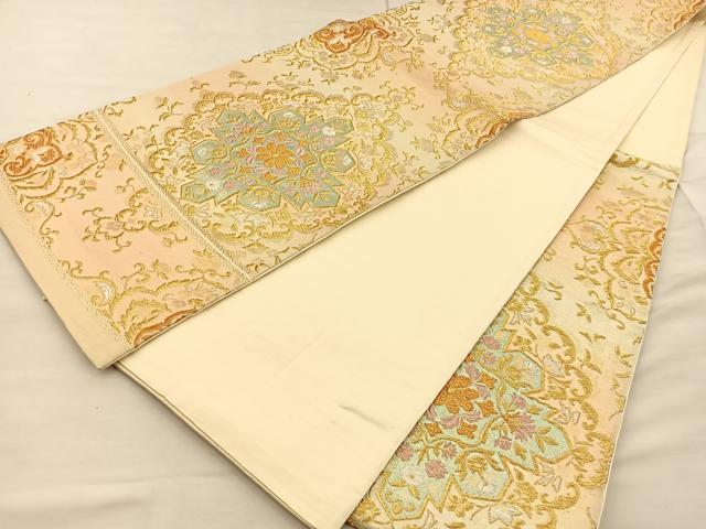 平和屋着物◎六通柄袋帯 花菱文 金銀糸 正絹 逸品 BAAT1876if