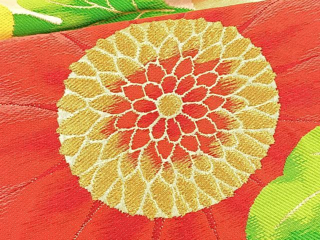 平和屋着物◎六通柄袋帯 唐織 草花文 金糸 正絹 逸品 BAAT1961if