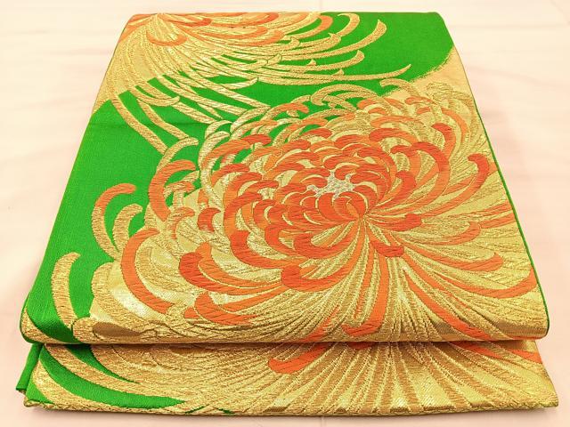 平和屋着物◎六通柄袋帯 唐織 乱菊 金糸 正絹 逸品 BAAT1967if
