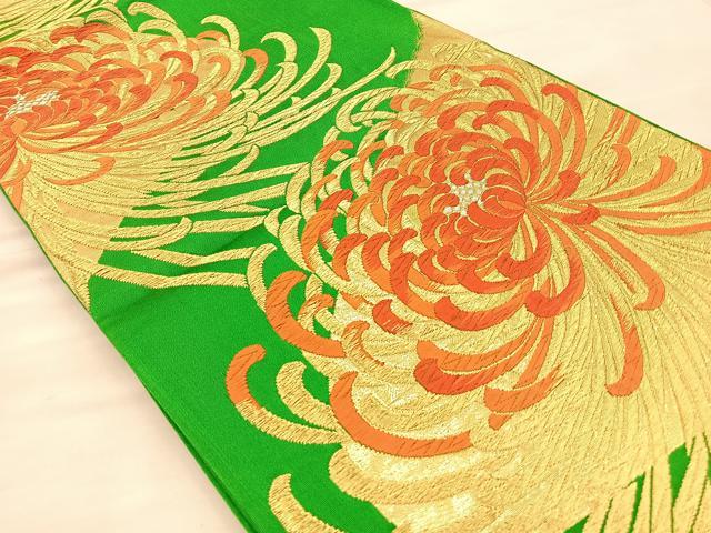 平和屋着物◎六通柄袋帯 唐織 乱菊 金糸 正絹 逸品 BAAT1967if