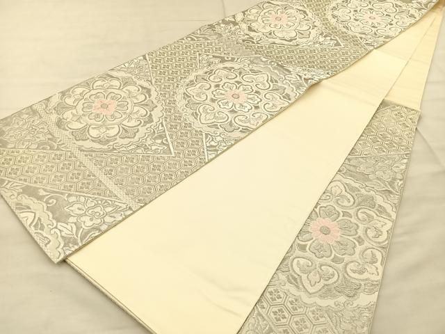 平和屋着物◎六通柄袋帯 唐織 宝相華 プラチナ引箔 正絹 逸品 BAAT1970if