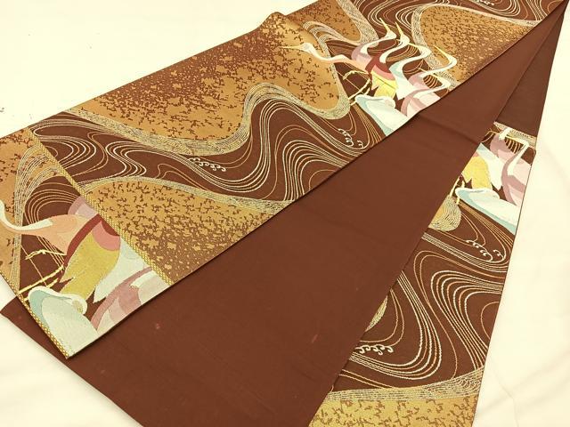 平和屋着物◎六通柄袋帯 上呂錦 群鳥文 金銀糸 引箔 正絹 逸品 BAAT2032ph
