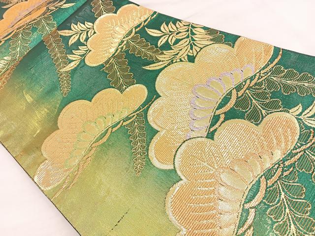 平和屋着物◎六通柄袋帯 松 下がり藤 金糸 正絹 逸品 BAAT2150ph