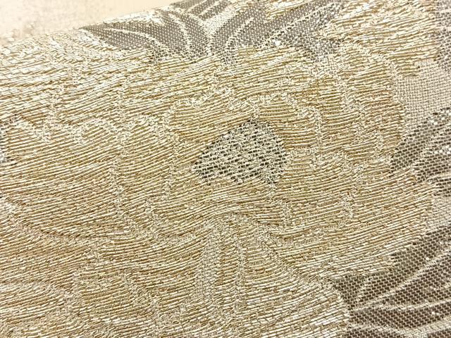 平和屋着物◎六通柄袋帯 草花丸文 プラチナ箔 九百緞子 正絹 逸品 BAAT2742ea