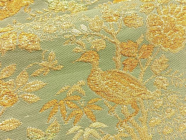 平和屋着物◎六通柄袋帯 鳥獣草花文 金糸 正絹 逸品 BAAT2754ea