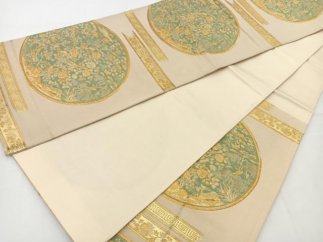 平和屋着物◎六通柄袋帯 鳥獣草花文 金糸 正絹 逸品 BAAT2754ea