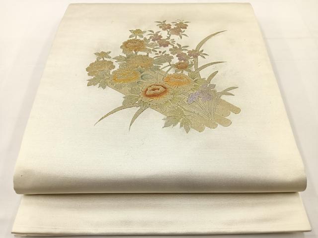 平和屋着物◎太鼓柄袋帯 花筏 金銀彩 引箔 正絹 逸品 BAAT2784ea