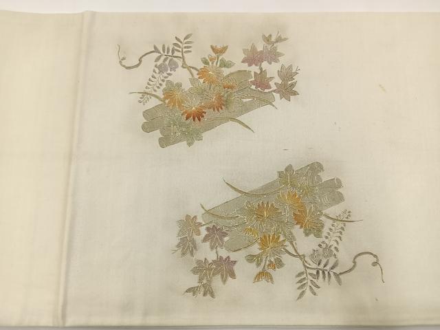 平和屋着物◎太鼓柄袋帯 花筏 金銀彩 引箔 正絹 逸品 BAAT2784ea