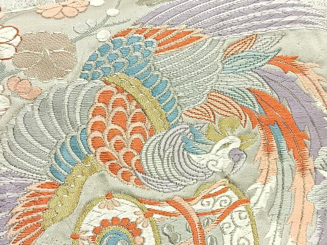 平和屋着物◎六通柄袋帯 唐織 鳳凰亀甲花文 金銀糸 正絹 逸品 BAAT2792ea
