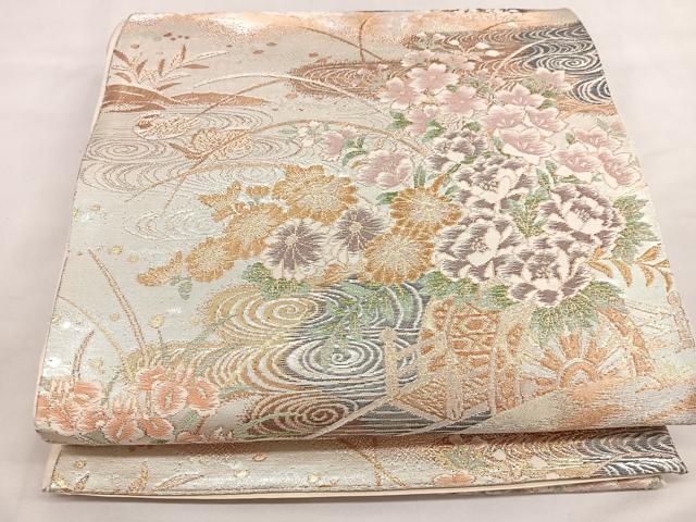 平和屋着物◎六通柄袋帯 春秋麗華文 金糸 正絹 逸品 BAAT2810mz