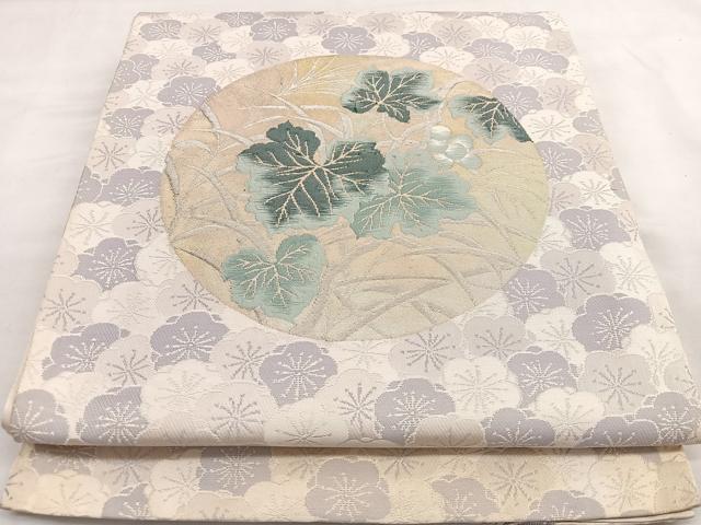 平和屋着物◎六通柄袋帯 唐織 葡萄蔦の葉文 正絹 逸品 BAAT2844mz