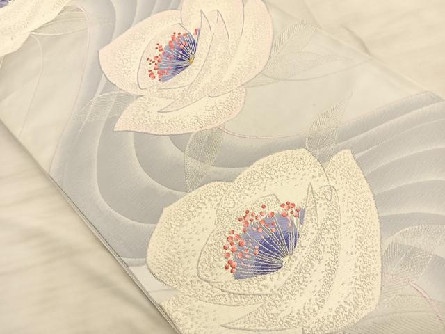 平和屋着物◎西陣 六通柄袋帯 唐織 草花文 金銀糸 正絹 逸品 BAAT3237du