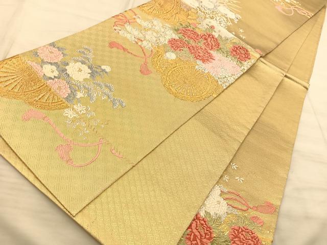 平和屋着物◎佐賀錦 六通柄袋帯 唐織 花車文 金銀糸 正絹 逸品 BAAT3240du