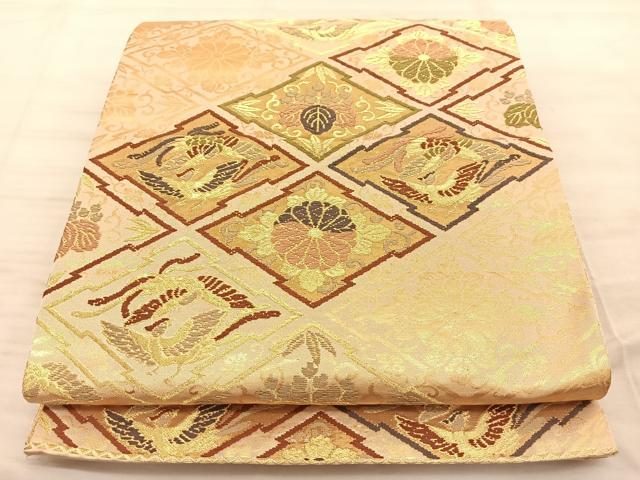 平和屋着物◎全通柄袋帯 鳳凰草花文 金糸 正絹 逸品 BAAT3365du