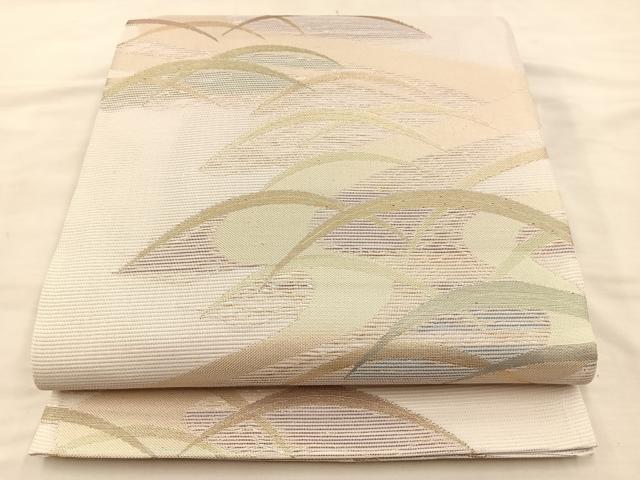 平和屋着物*夏物 六通柄袋帯 流水芝草文 金糸 正絹 逸品 BAAT3366du