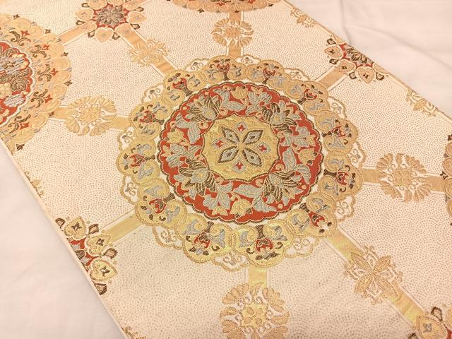 平和屋着物◎六通柄袋帯 正倉院花文 金糸 正絹 逸品 BAAT3405ui