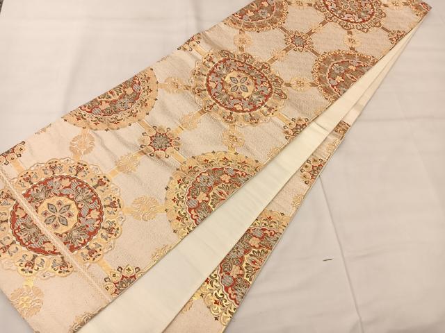 平和屋着物◎六通柄袋帯 正倉院花文 金糸 正絹 逸品 BAAT3405ui