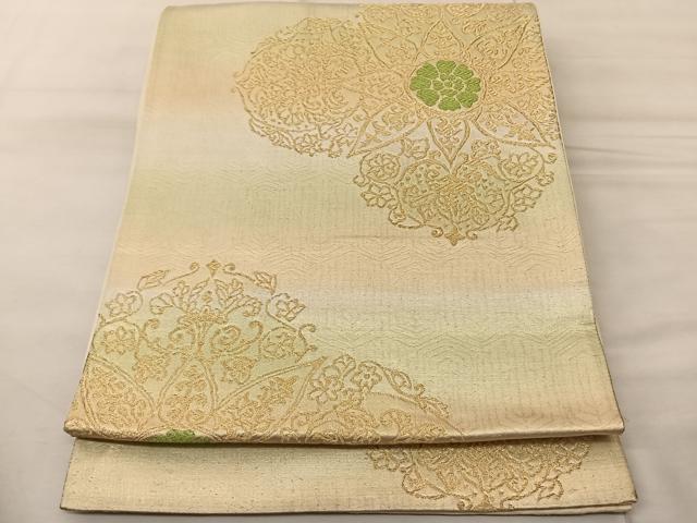 平和屋着物◎六通柄袋帯 正倉院花文 金糸 正絹 逸品 BAAT3412ui
