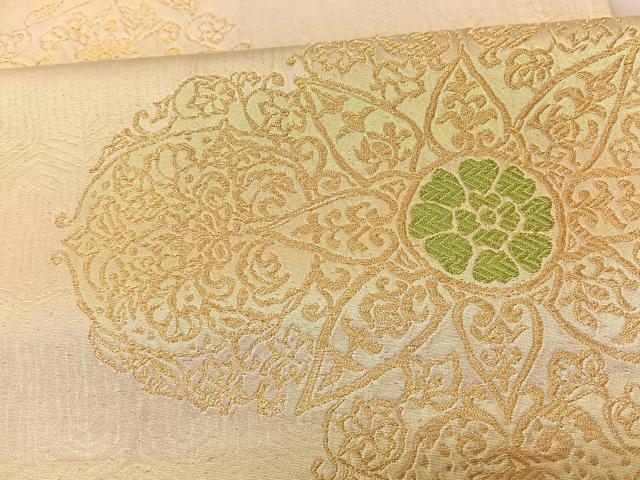 平和屋着物◎六通柄袋帯 正倉院花文 金糸 正絹 逸品 BAAT3412ui