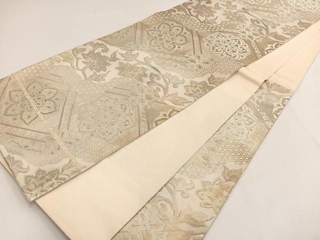 平和屋着物◎六通柄袋帯 花菱文 金銀糸 正絹 逸品 BAAT3459ui