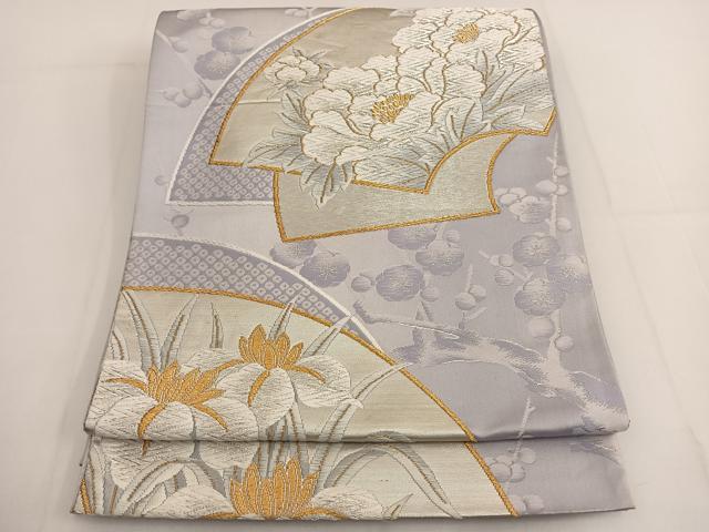 平和屋着物◎六通柄袋帯 唐織 地紙花文 金銀糸 正絹 逸品 BAAT3499ui