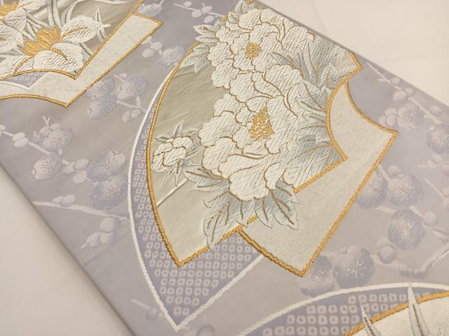 平和屋着物◎六通柄袋帯 唐織 地紙花文 金銀糸 正絹 逸品 BAAT3499ui