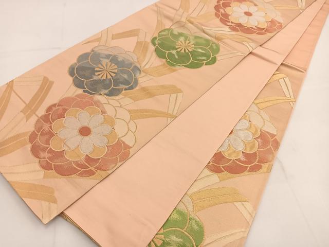 平和屋着物◎六通柄袋帯 菊 金糸 正絹 逸品 未使用 BAAT3633ui