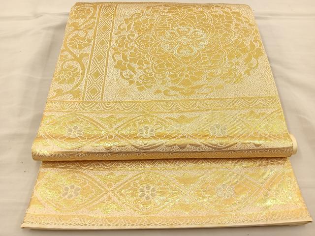 平和屋着物◎六通柄袋帯 宝相華 金糸 正絹 逸品 BAAT3887xa
