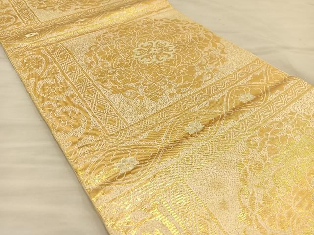 平和屋着物◎六通柄袋帯 宝相華 金糸 正絹 逸品 BAAT3887xa