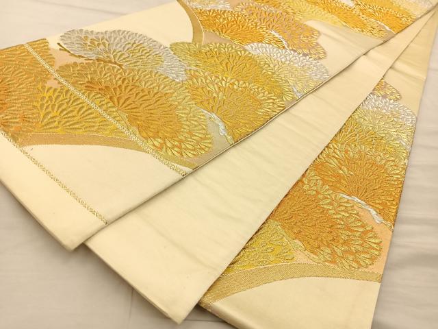 平和屋着物◎六通柄袋帯 松重ね 金銀糸 正絹 逸品 BAAT3896xa