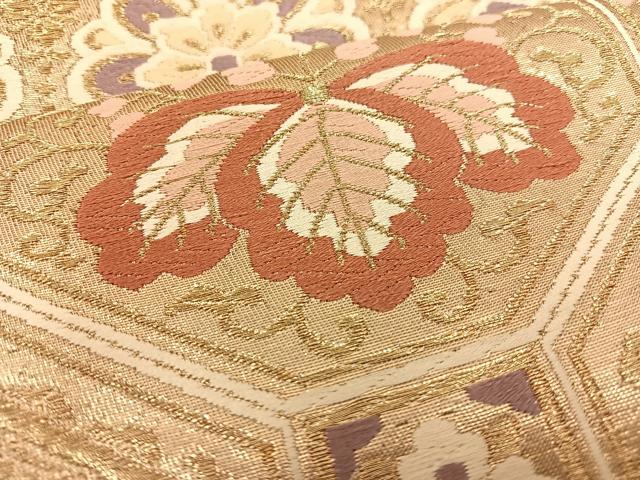 平和屋着物◎六通柄袋帯 唐織 切嵌花文 金糸 正絹 逸品 BAAT3929xa