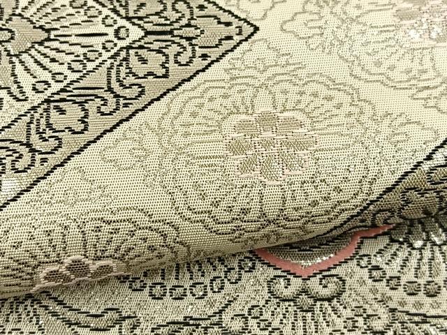 平和屋着物◎六通柄袋帯 唐織 オリエント プラチナ箔 正絹 逸品 BAAT3934xa