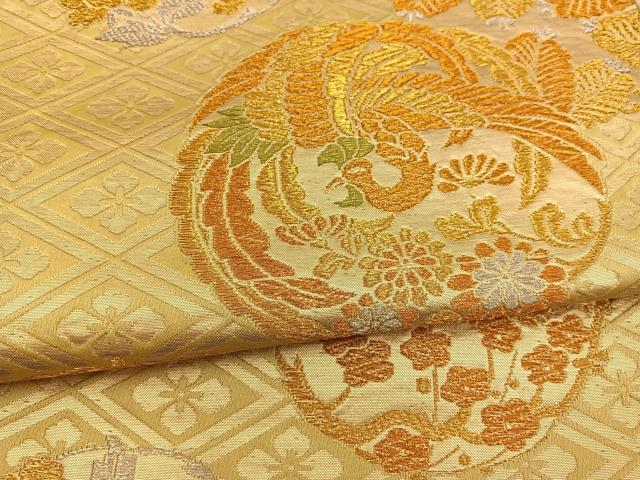 平和屋着物◎六通柄袋帯 花鳥丸文 金銀糸 正絹 逸品 BAAT3962xa