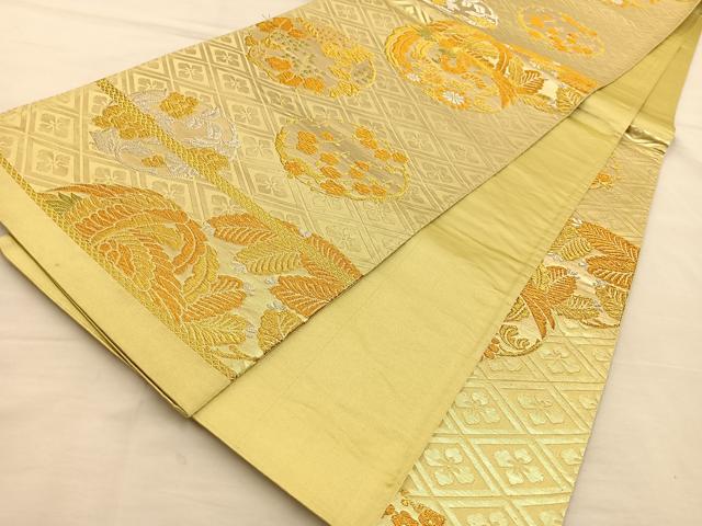 平和屋着物◎六通柄袋帯 花鳥丸文 金銀糸 正絹 逸品 BAAT3962xa
