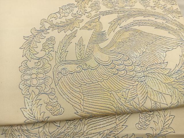 平和屋着物◎六通柄 本袋帯 鳳凰 銀糸 正絹 逸品 BAAT3965xa