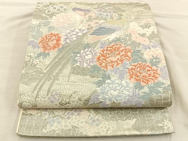 平和屋着物◎六通柄袋帯 唐織 花鳥文 金銀糸 正絹 逸品 BAAT3982xa