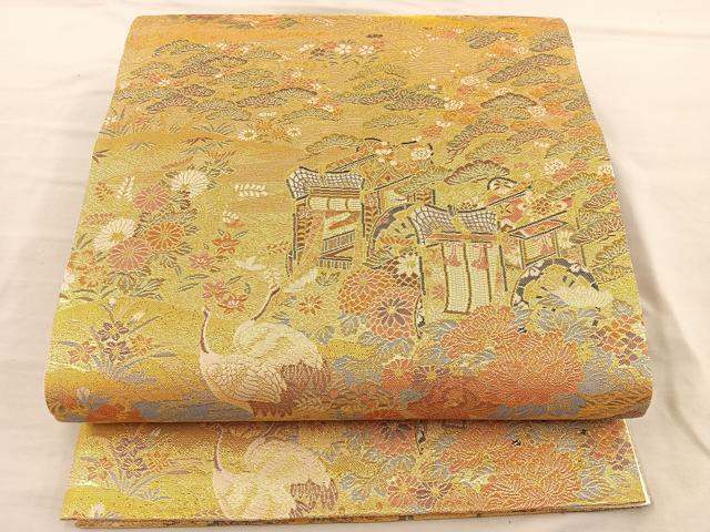 平和屋着物◎六通柄袋帯 華鳳絵文 金糸 正絹 逸品 BAAT3994xa