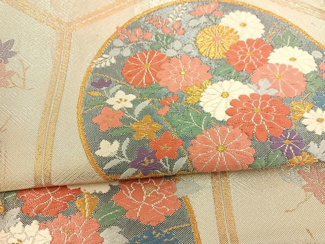 平和屋着物◎六通柄袋帯 唐織 亀甲花文 金銀糸 正絹 逸品 BAAT3995xa