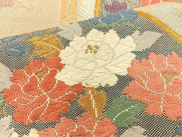 平和屋着物◎六通柄袋帯 唐織 亀甲花文 金銀糸 正絹 逸品 BAAT3995xa