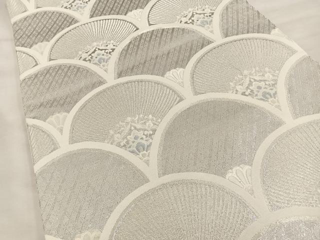 平和屋着物◎六通柄袋帯 唐織 青海波 銀糸 正絹 逸品 BAAT4451wb