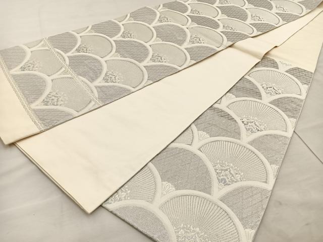 平和屋着物◎六通柄袋帯 唐織 青海波 銀糸 正絹 逸品 BAAT4451wb