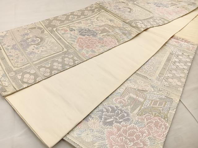 平和屋着物◎六通柄袋帯 唐織 御所天井文様 金銀糸 正絹 逸品 BAAT4455wb