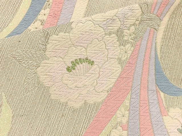 平和屋着物◎六通柄袋帯 唐織 草花文 銀糸 正絹 逸品 BAAT4707kg